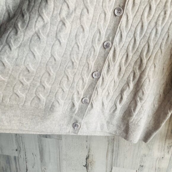 NWOT C by Bloomingdale's 100% Cashmere Grandpa Cardigan M Cable Knit Gray - Picture 6 of 12